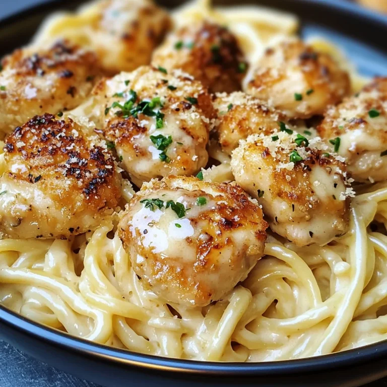 Garlic Butter Chicken Bites With Creamy Parmesan Pasta  A